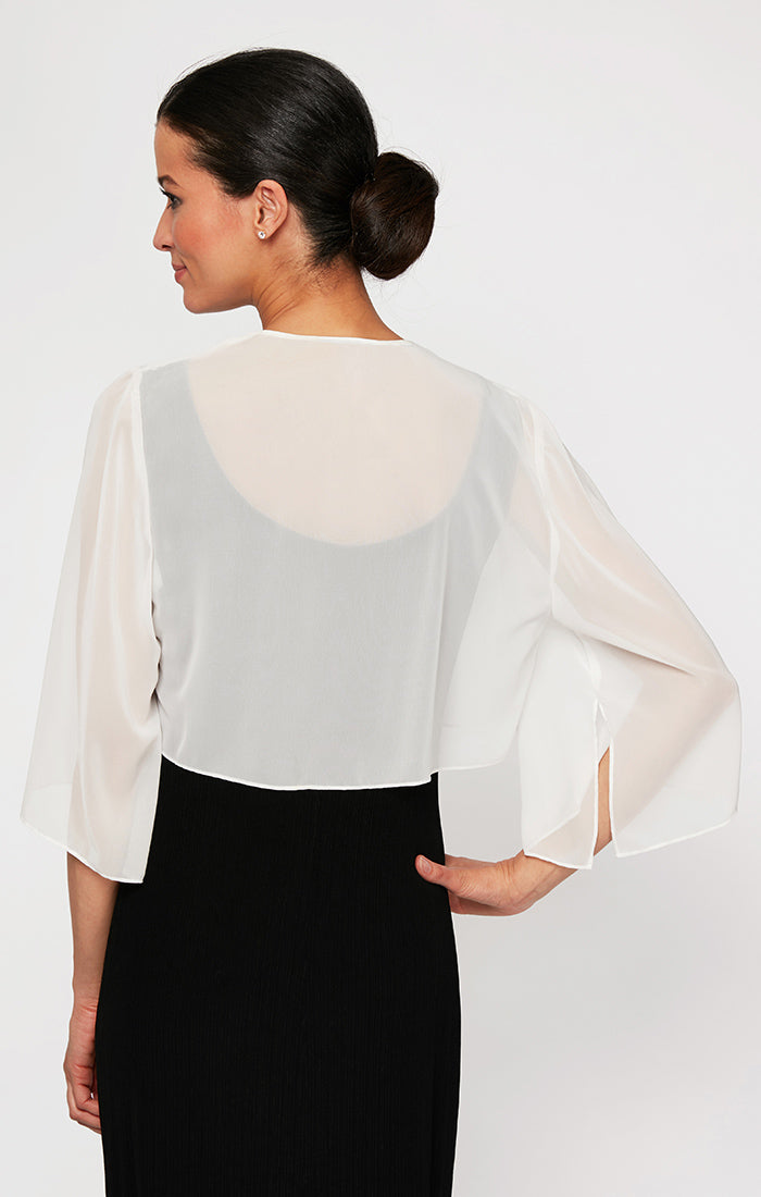 Chiffon Cover-up Bolero Jacket with Cascade Hem Detail