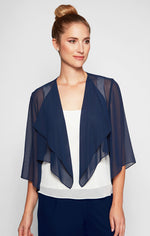 Chiffon Cover-up Bolero Jacket with Cascade Hem Detail