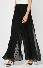 Petite Straight Leg Pant with Georgette Split Leg Overlay