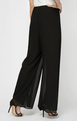 Petite Straight Leg Pant with Georgette Split Leg Overlay