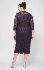 Plus Midi Sheath Sequin Lace Jacket Dress