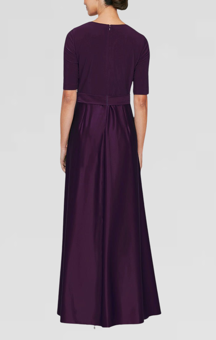 Alex Evenings Women's Satin Ballgown Dress With Pockets - Sequin Bodice Formal Gown