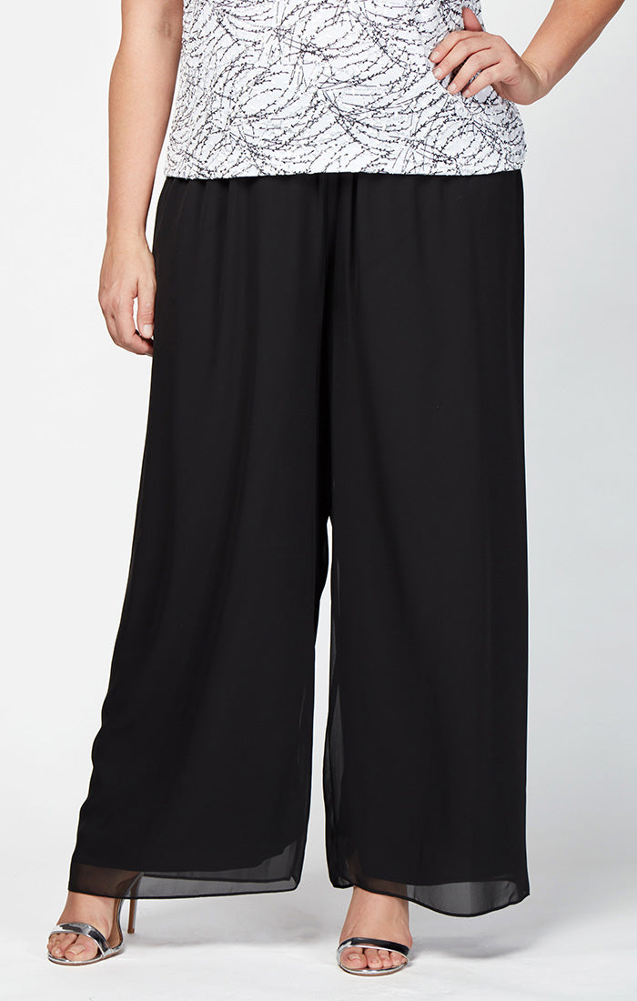 Plus Straight Leg Chiffon Pant