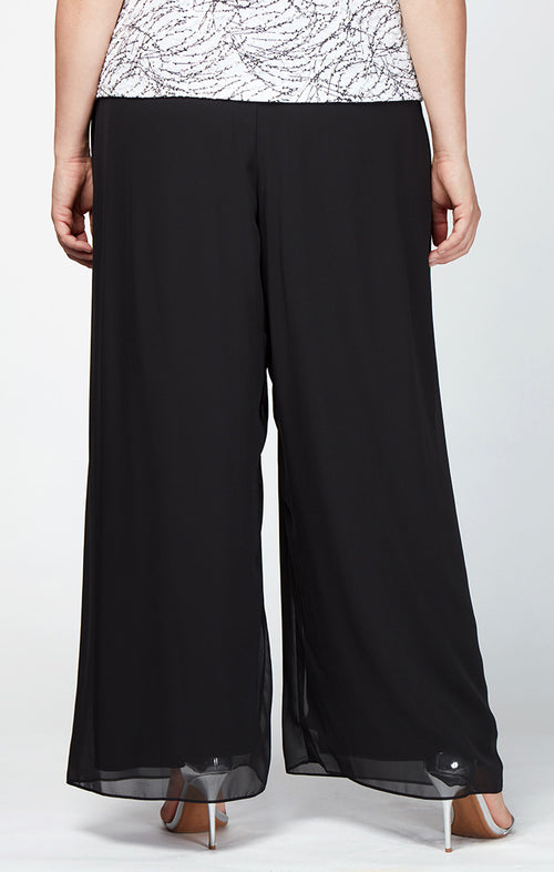 Plus Straight Leg Chiffon Pant