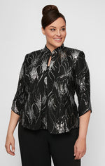 Plus Fireworks Sequin Twinset with Mandarin Neck Collar