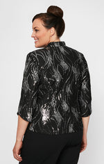 Plus Fireworks Sequin Twinset with Mandarin Neck Collar