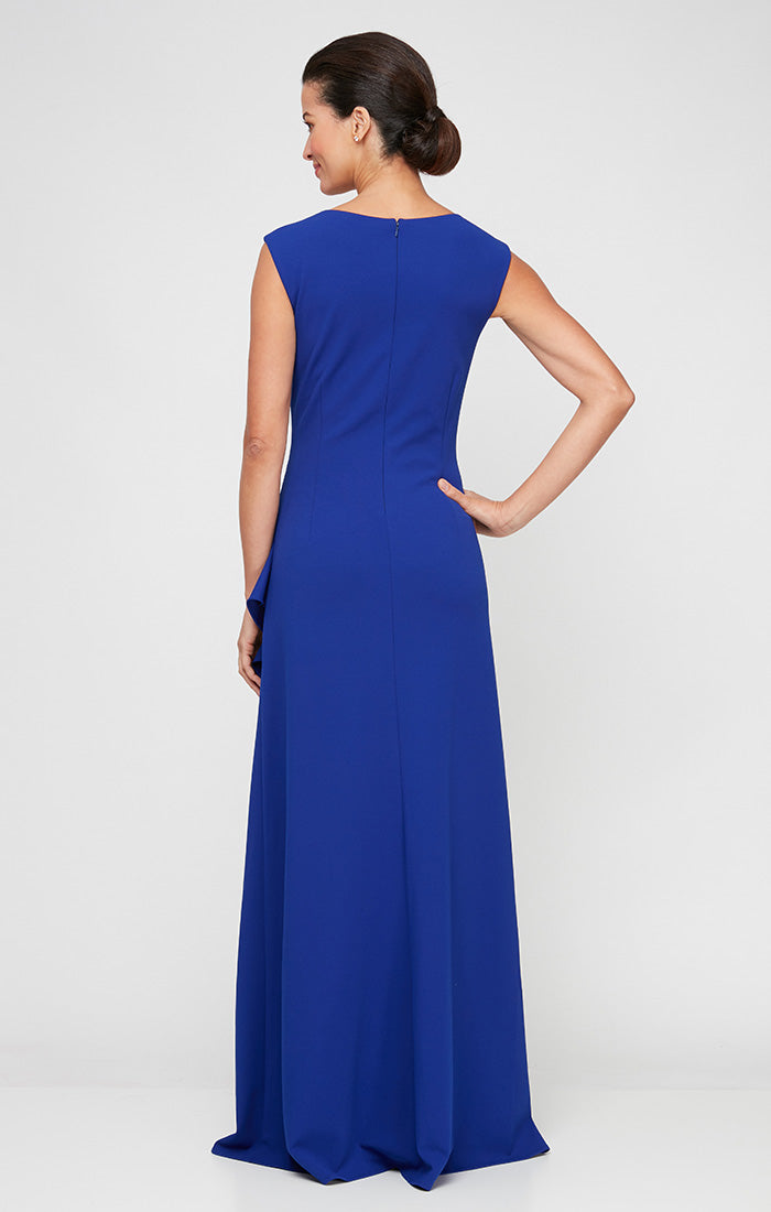 Long Square Neck Dress with Cascade Ruffle Detail