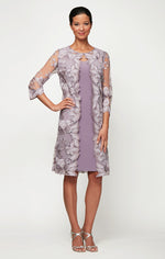 Regular - Midi Lace Mock Jacket with Jersey Sheath Dress