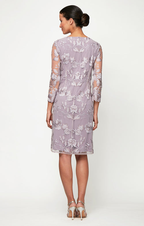 Regular - Midi Lace Mock Jacket with Jersey Sheath Dress