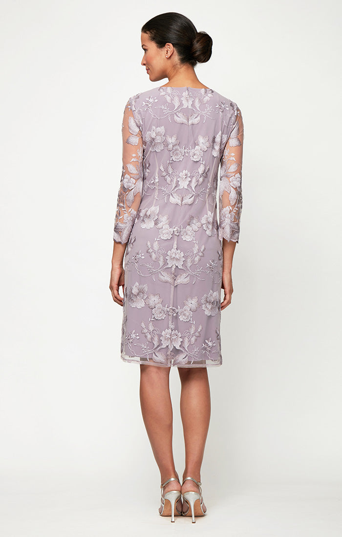 Regular - Midi Lace Mock Jacket with Jersey Sheath Dress