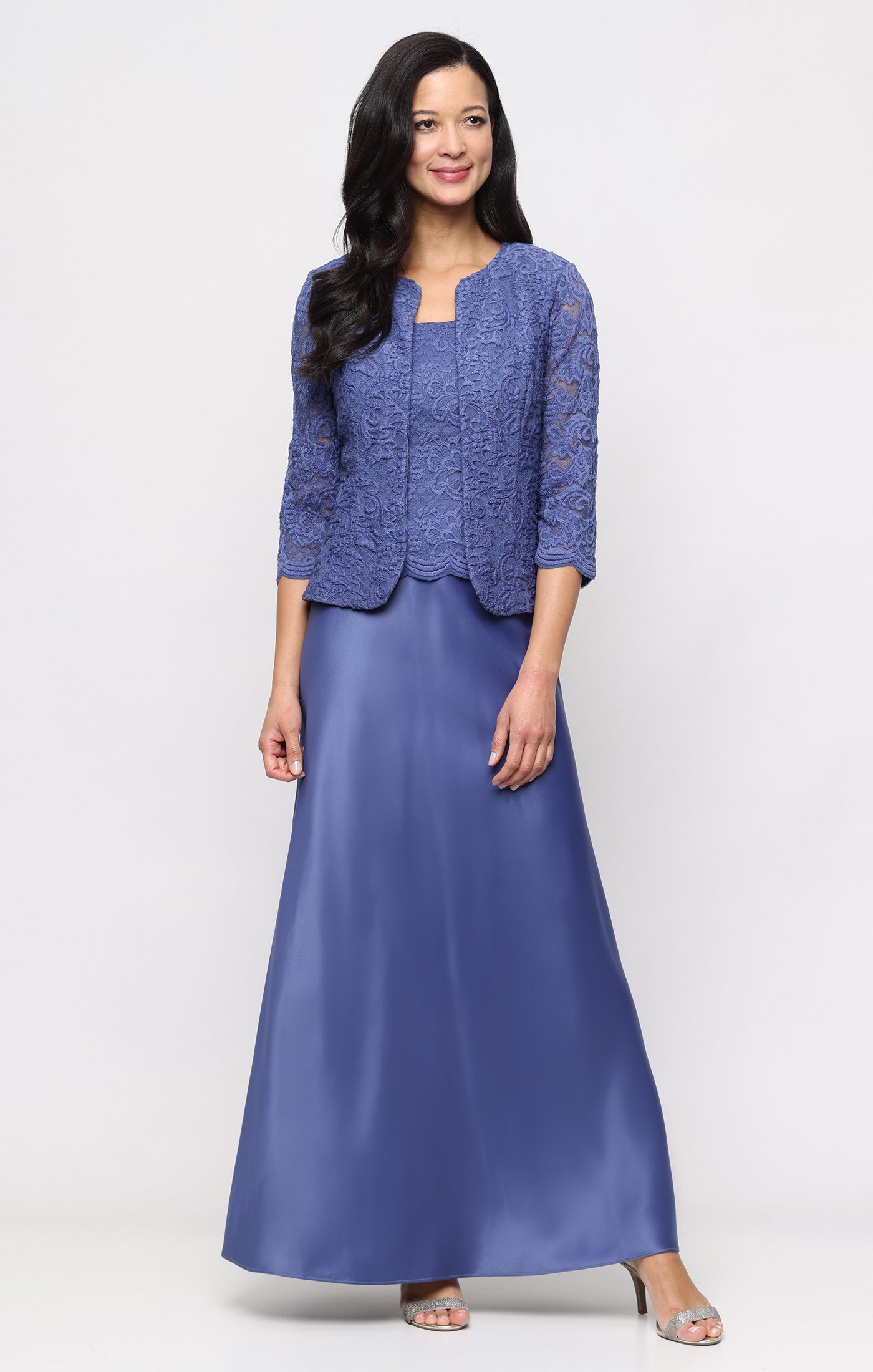 Alex Evenings Petite Bethany Glitter Lace Jacket Dress Cornflower / 8P