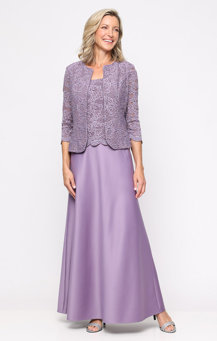 alex evenings beaded jacket dress Alex Evenings Lace Jacket & Lace-Top Gown - ICY ORCHID