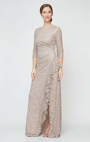 alex evenings sequined lace sheath dress Alex Evenings Bella Sequin Lace Dress Navy / 6