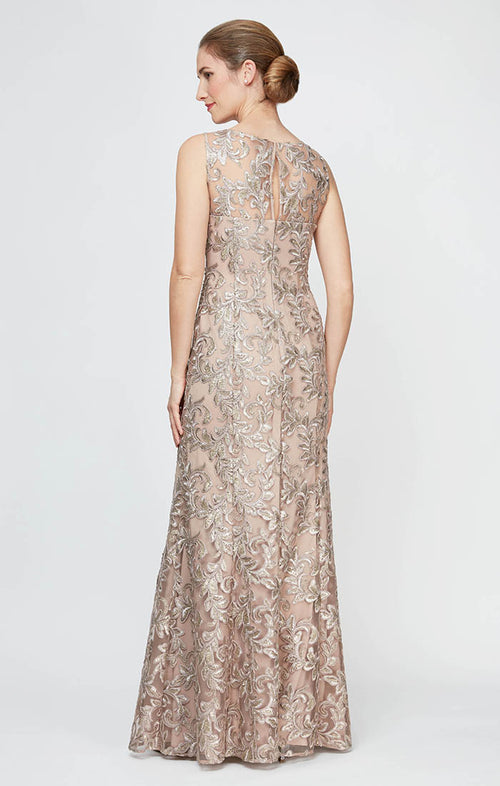 Embroidered Tulle Gown with Sweetheart Illusion Neckline & Matching Shawl