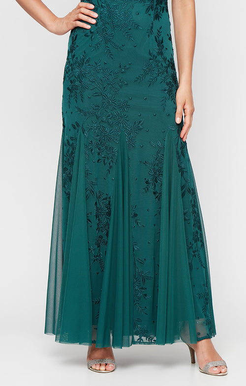 Petite Kelsey Embroidered Godet Detail Dress