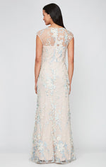 Long Embroidered Mermaid Dress with Sweetheart Neckline and Illusion Straps