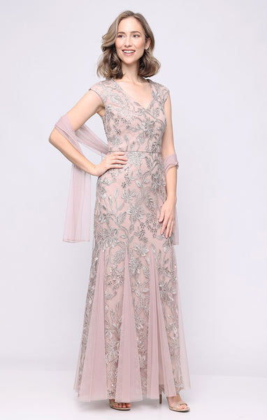 alex evenings women's long fit and flare dress godet detail Amazon.com: Alex Evenings Women's Long Length Fit and Flare Mother of The  Bride Dress with Godet Detail : Clothing, Shoes & Jewelry
