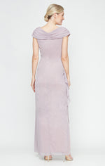 Plus L-Neck Dress with Embellished Ruched Neckline