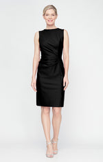 Short Sleeveless Sheath Compression Dress with Bow Detail V-Back Detail