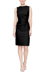 Short Sleeveless Sheath Compression Dress with Bow Detail V-Back Detail