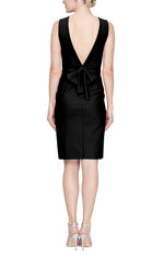 Short Sleeveless Sheath Compression Dress with Bow Detail V-Back Detail