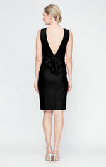 Short Sleeveless Sheath Compression Dress with Bow Detail V-Back Detail