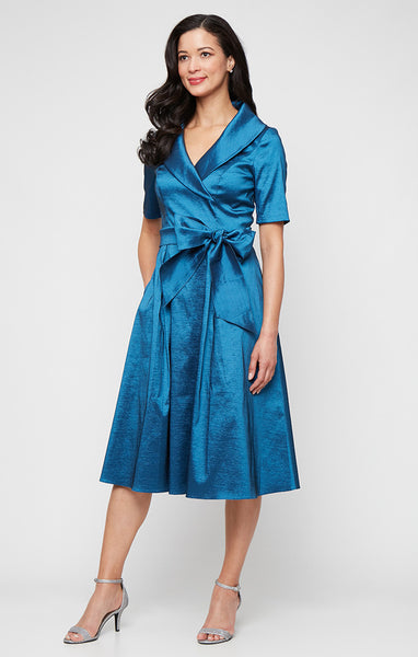 alex evenings cocktail & party dresses Women's Portrait Collar Dress - Deep Blue color_#20283b or special occasions where Starlight - White Silver Color:Vintage Pink Floral