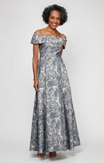 Plus Long Printed Off The Shoulder Ballgown