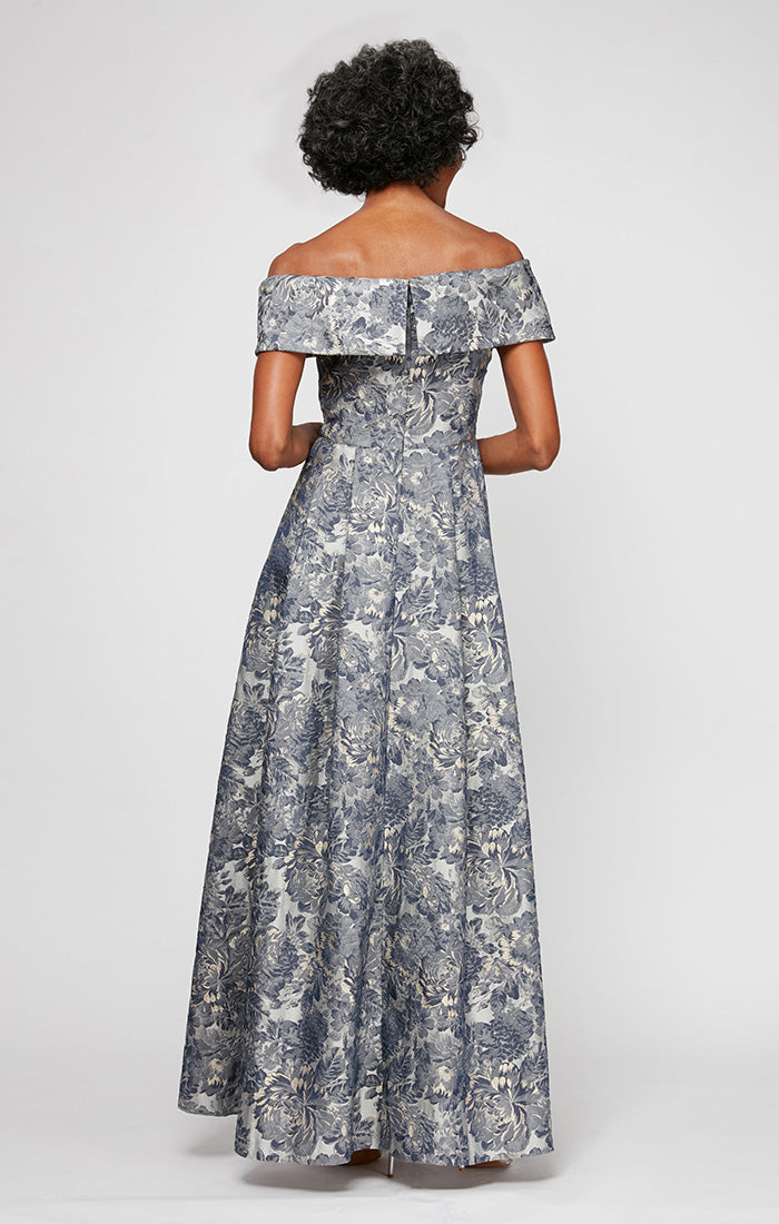 Plus Long Printed Off The Shoulder Ballgown