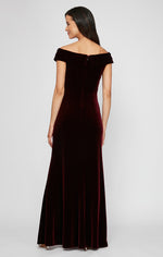 Off-the-Shoulder Fit & Flare Velvet Gown with Sweetheart Neckline