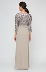 Long A-Line V-Neck Sequin Lace & Chiffon Gown with Empire Waistline