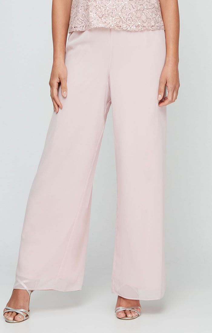 Plus Straight Leg Chiffon Pant