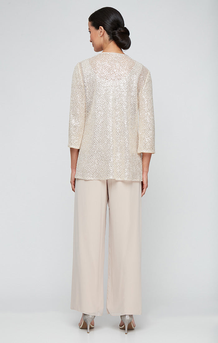 Plus Twinset with Sequin Detail Crochet Jacket and Chiffon Scoop Neck Tank