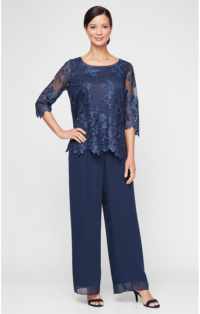 Lace Blouse & Chiffon Pant