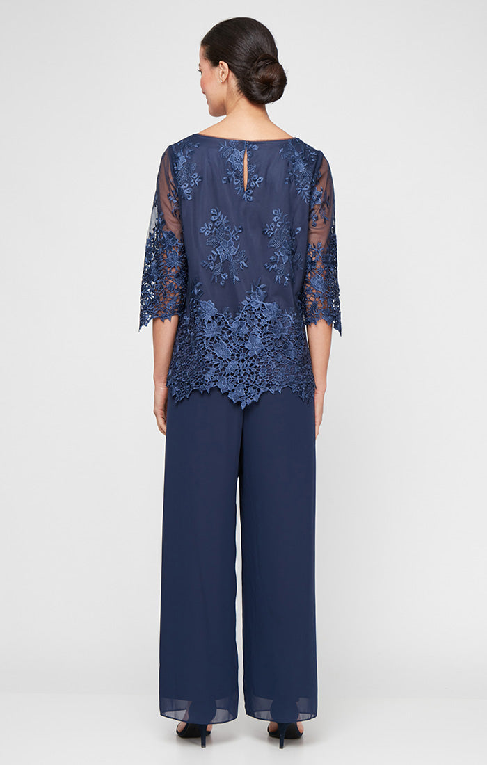 Lace Blouse & Chiffon Pant