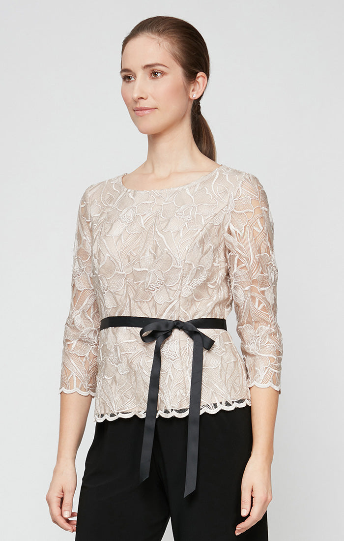 Embroidered Tulle Blouse