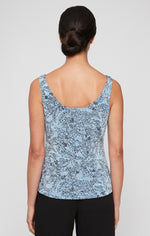 3/4 Sleeve Glitter Printed Twinset with Hook Neck Jacket and Scoop Neck Tank