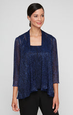 Regular - Metallic Knit Twinset With Open Jacket