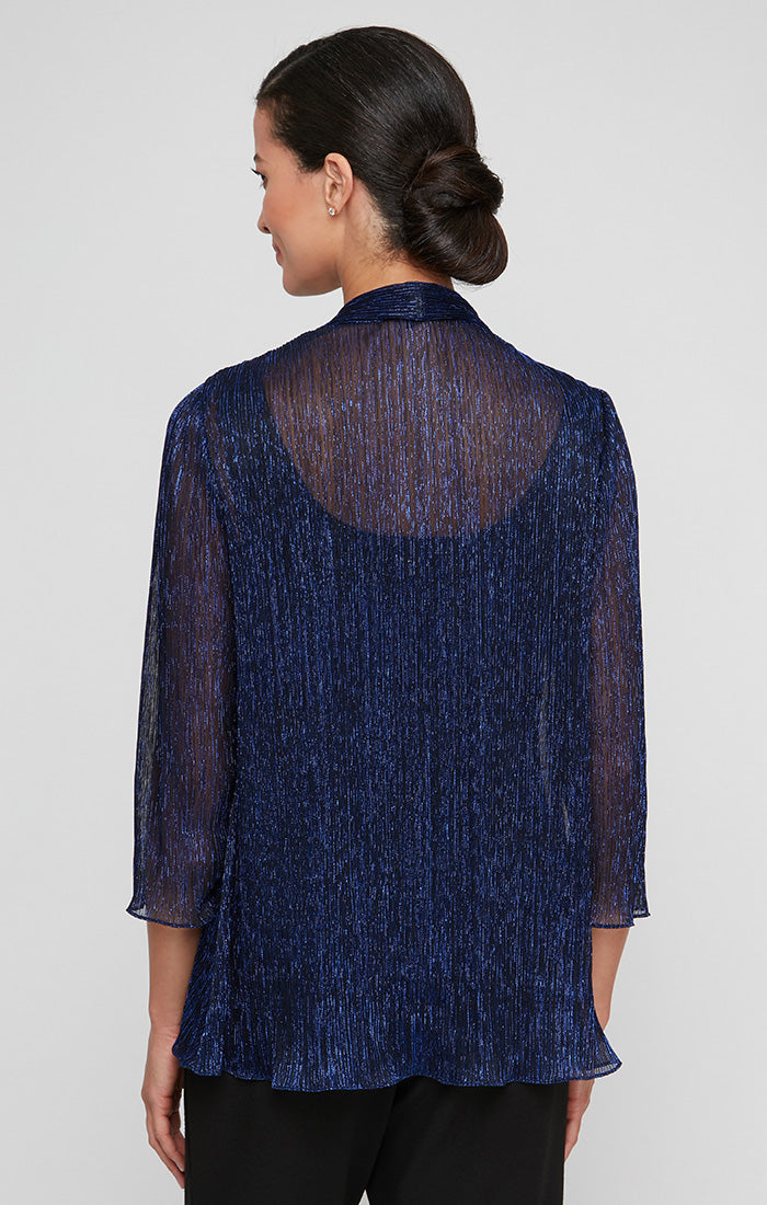 Regular - Metallic Knit Twinset With Open Jacket