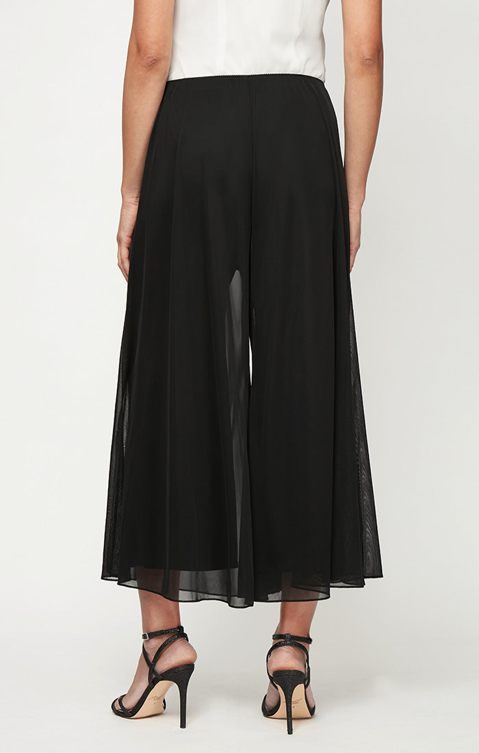 Petite Wide Leg Cropped Length Mesh Pant