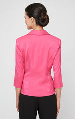 Plus 3/4 Sleeve Side Closure Blouse with Collar and Decorative Closure