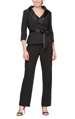 Plus Two-Piece Plus Crepe Tuxedo Pantsuit