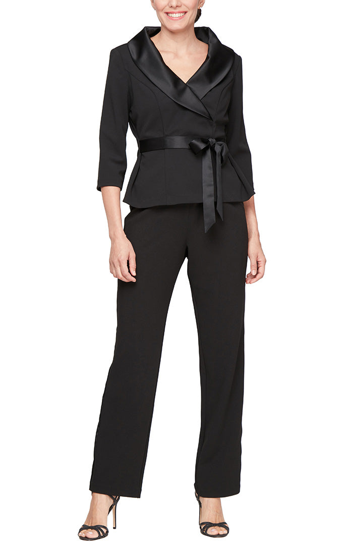 Petite Two-Piece Plus Crepe Tuxedo Pantsuit