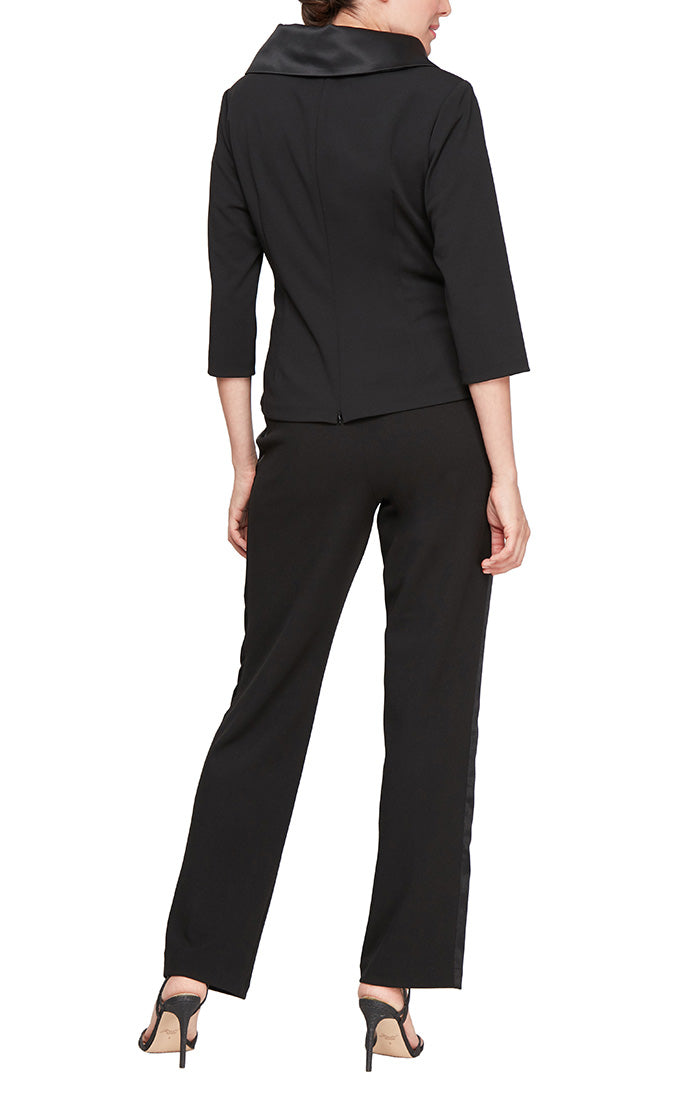 Petite Two-Piece Plus Crepe Tuxedo Pantsuit