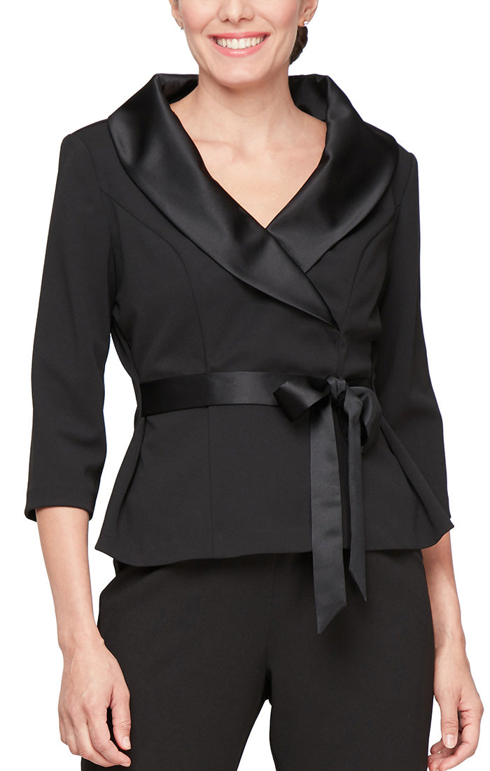 Two-Piece Plus Crepe Tuxedo Top and Pant