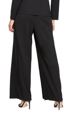 Wide Leg Crepe Pant with Skirt Panel Overlay