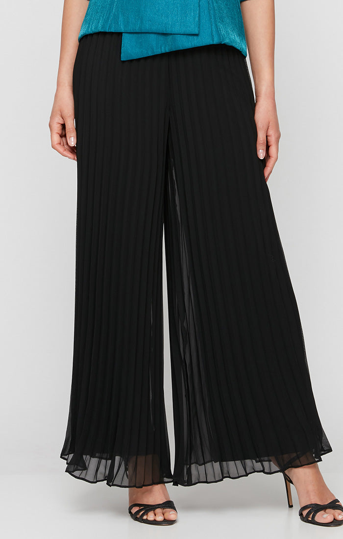 Petite Wide Leg Pleated Chiffon Pant