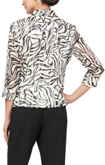 Petite 3/4 Sleeve Printed Side Closure Blouse with Collar