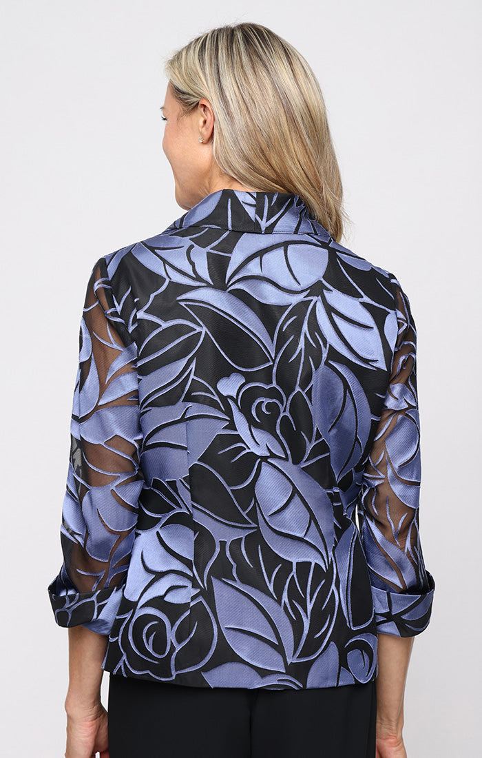 3/4 Sleeve Chiffon Burnout Side Closure Blouse