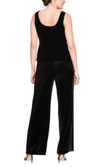 Petite Three-Piece Velvet Pantsuit